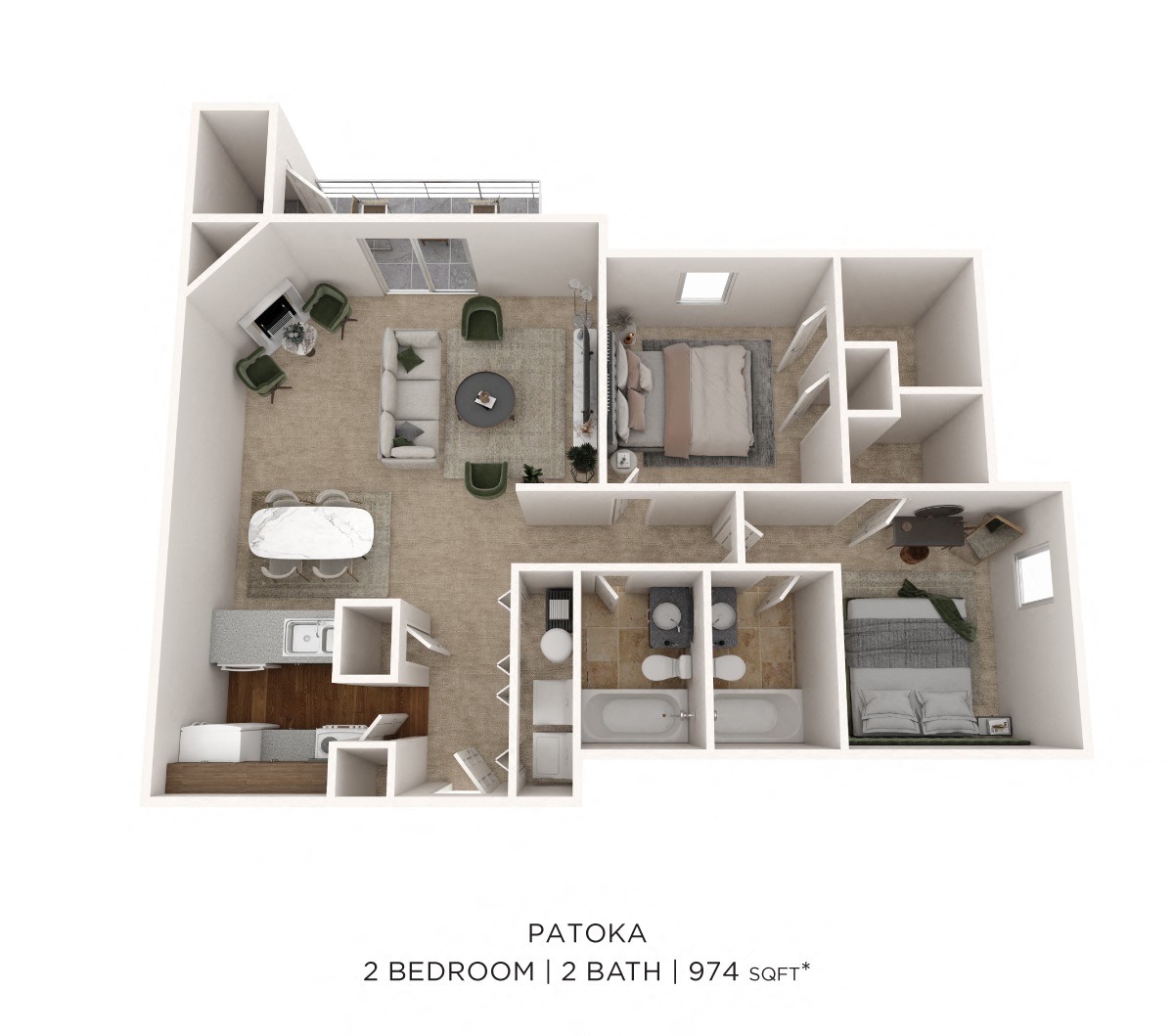 Two Bedroom 2 Bath floor plan