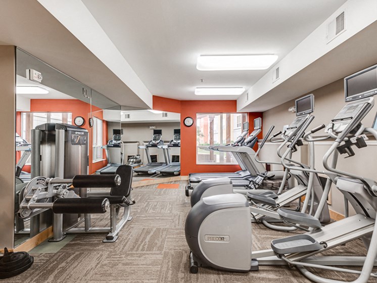 Fitness room with various equipment