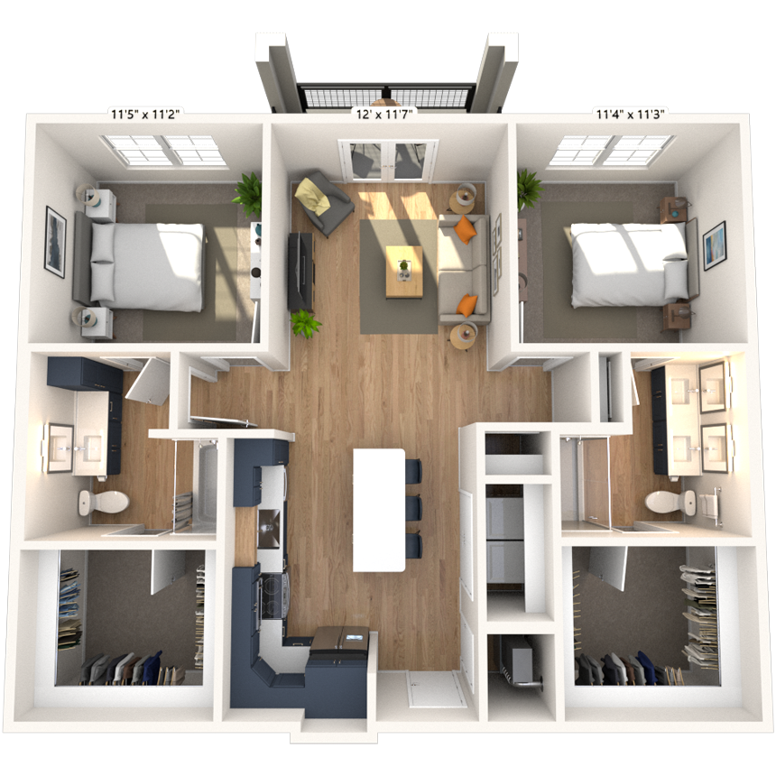 B1 2x2 1038-1082 SF-FP floor plan