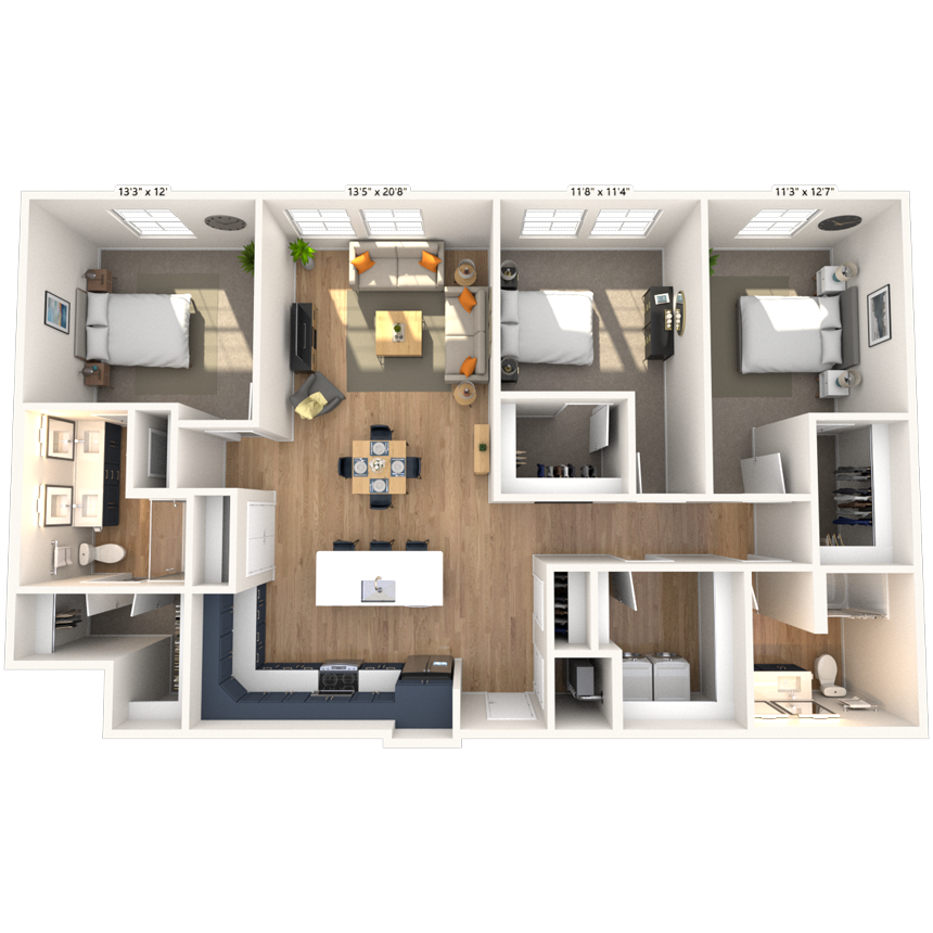 C4 3x2 1567 SF-FP floor plan