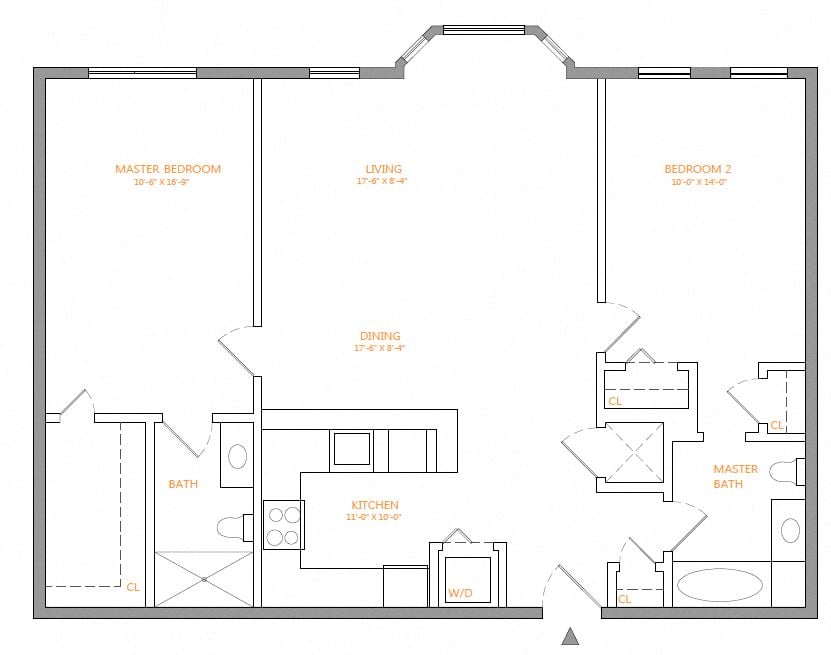 Apartment 206W floorplan