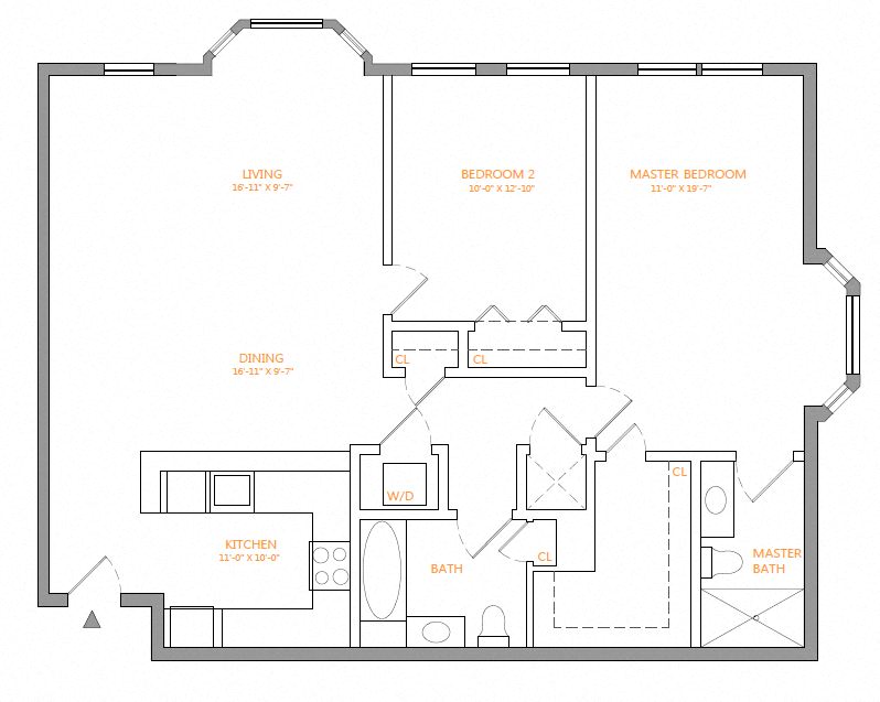 Apartment 302W floorplan