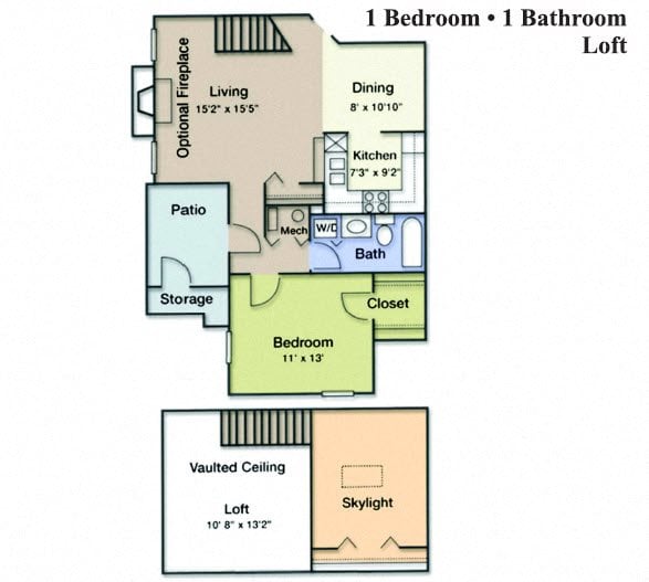 1 Bedroom 1 Bath Loft
