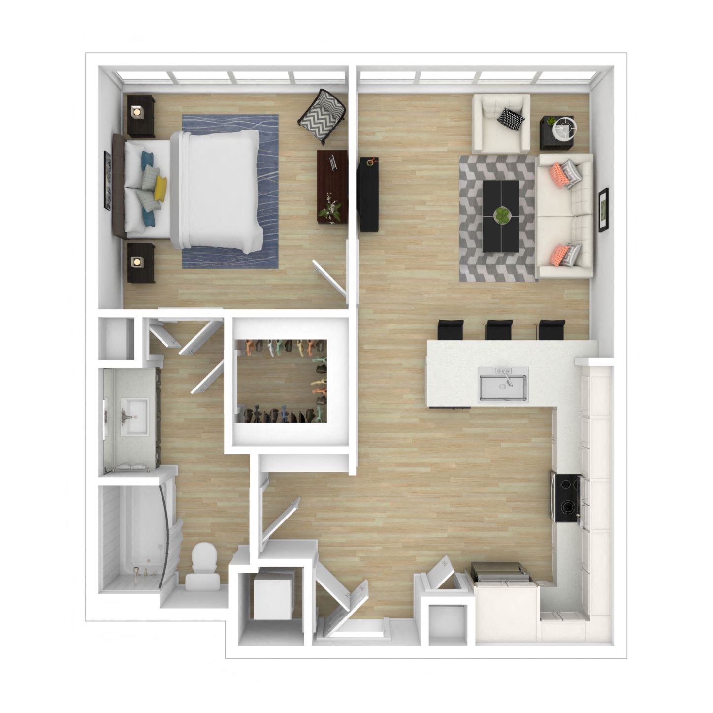 Floor plan layout diagram for 1B - AMFI 120% - INCOME RESTRICTIONS APPLY