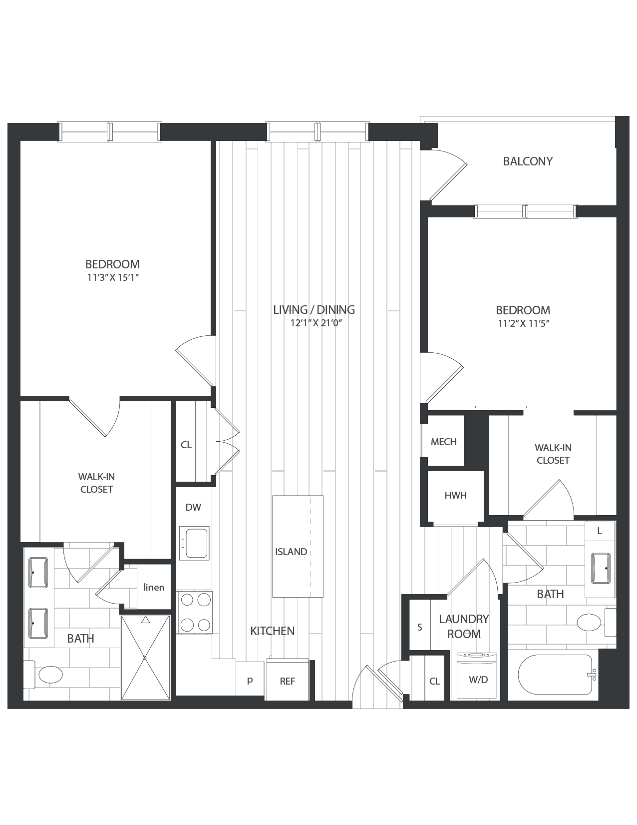 floor plan image of apartment 1154