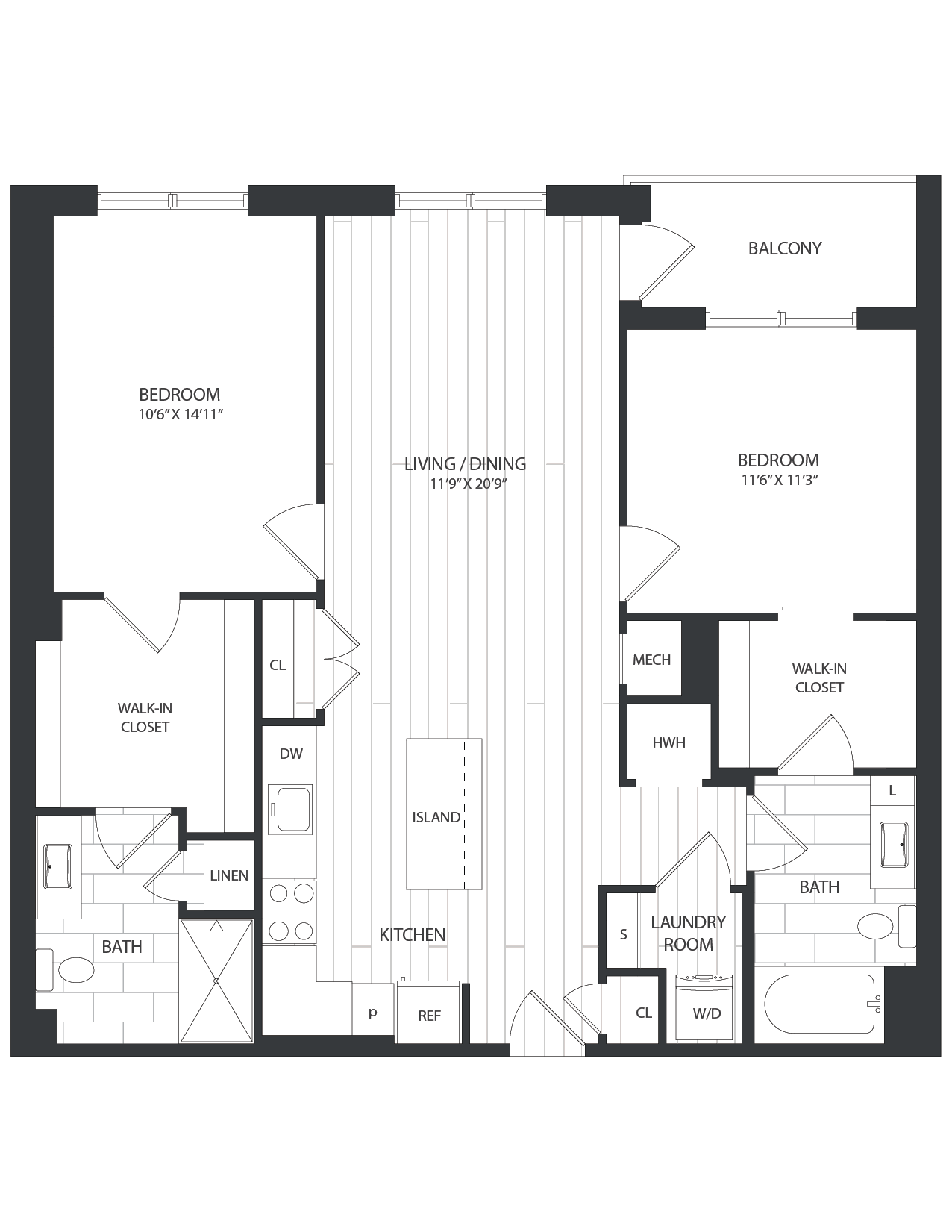 floor plan image of apartment 1054