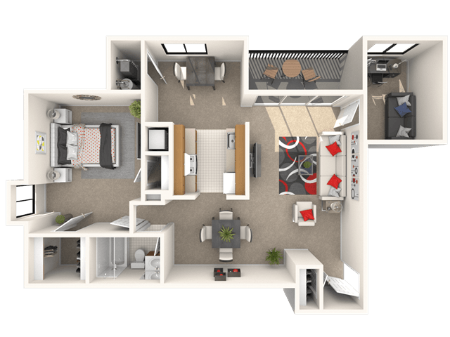 1 Bedroom, 1 Bath with Den floor plan