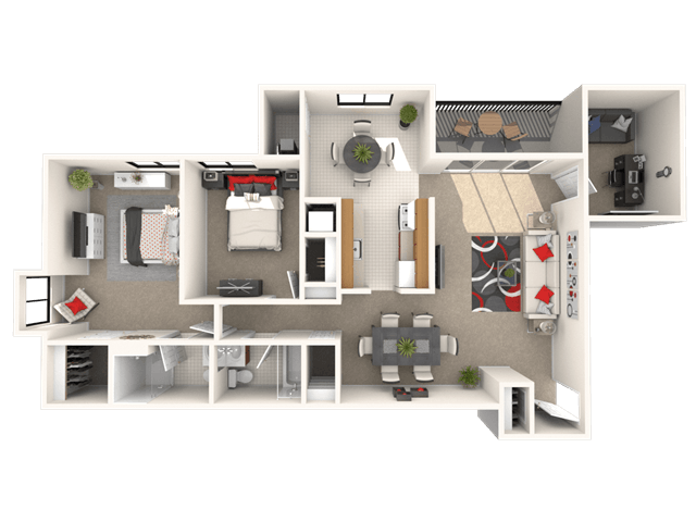 2 Bedroom, 2 Bath with Den floor plan