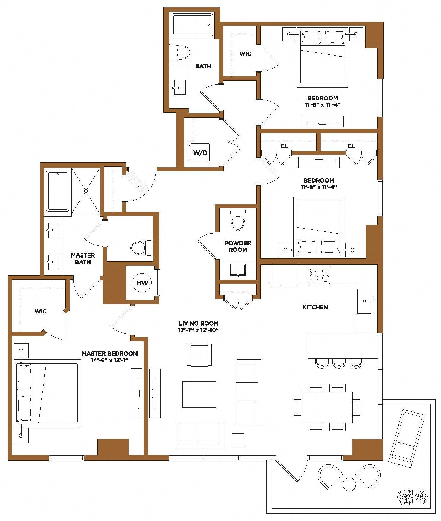 Floor Plan Image of Apartment Apt 1701