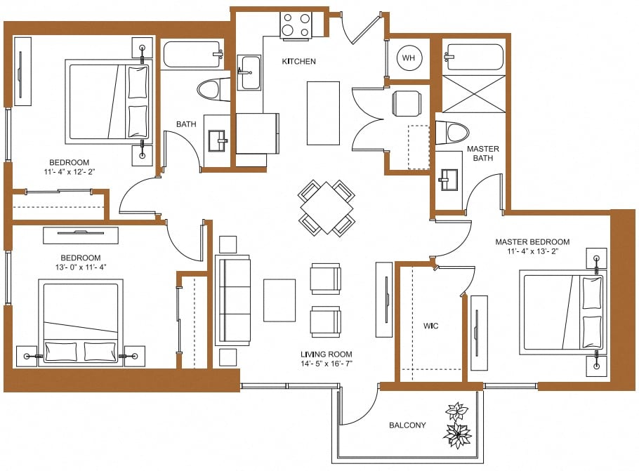 Floor Plan Image of Apartment Apt 3413