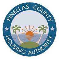 pinellas county housing authority logo with sunset and trees and island