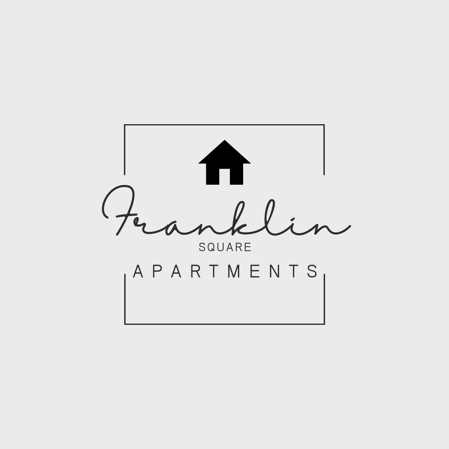 A logo for Franklin Square Apartments with a house icon.