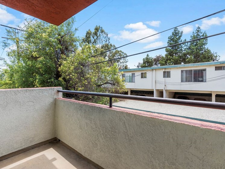 Balcony at Wooland Trio Apartments in North Hollywood