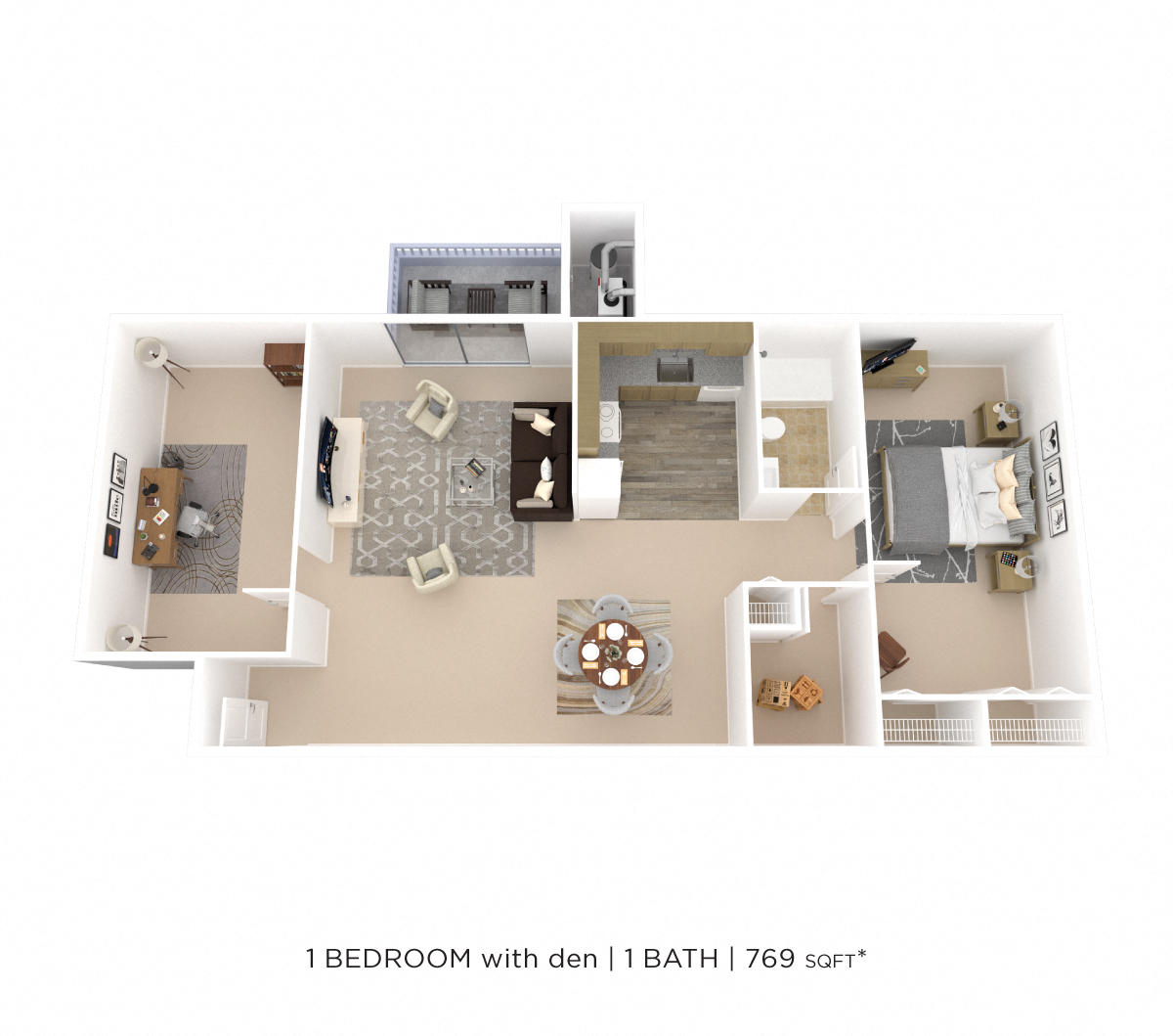 One Bedroom w/ Den floor plan