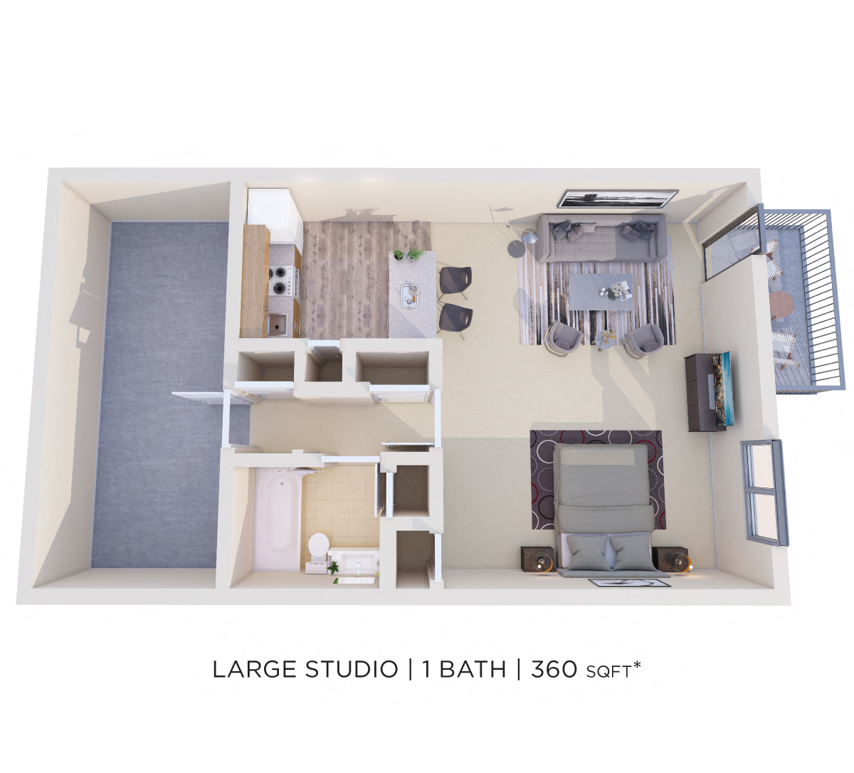 Studio - 360 sqft floor plan