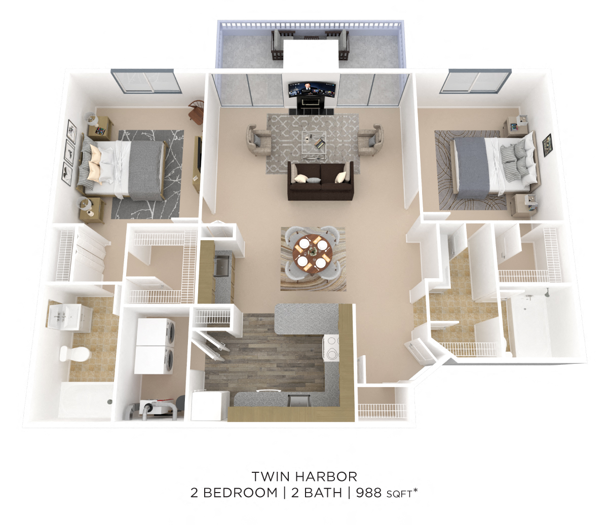 Two Bedroom 2 Bath floor plan