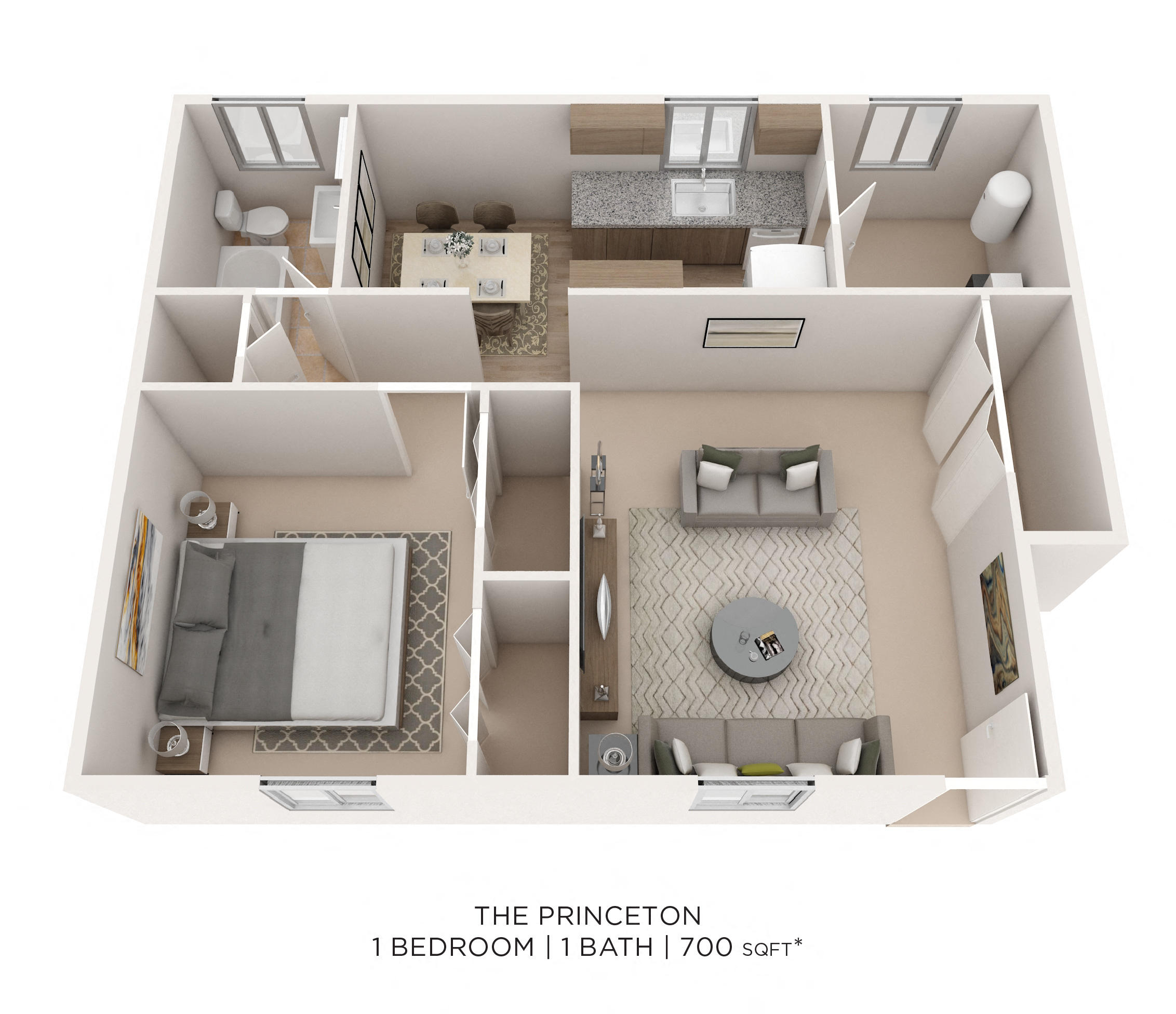 One Bedroom - 700 sqft floor plan