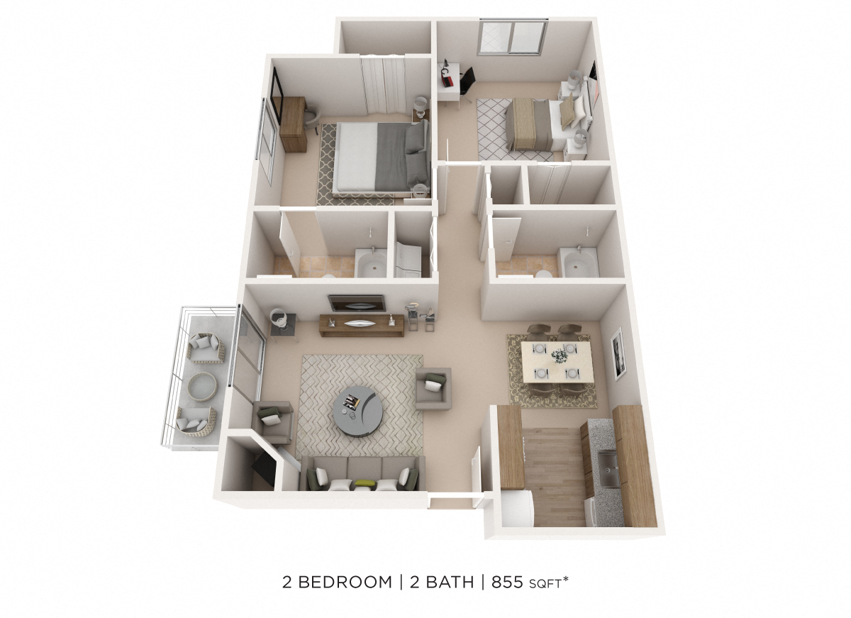 Two Bedroom 2 Bath floor plan
