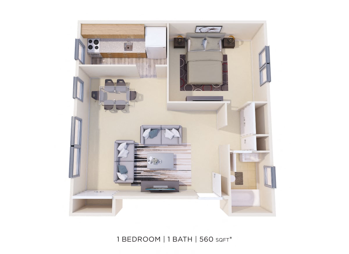 One Bedroom floor plan