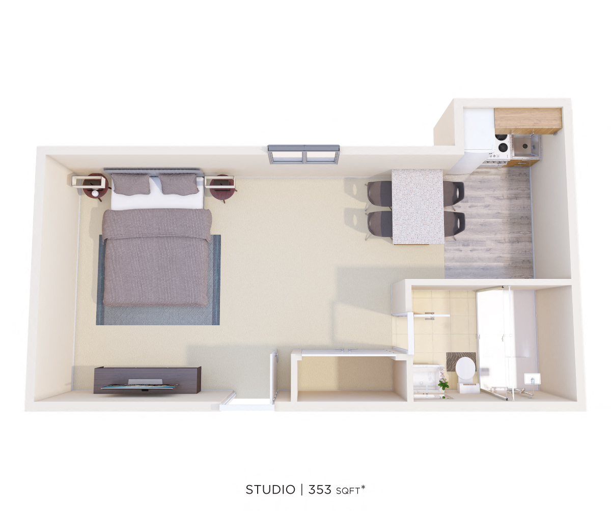Studio - 353 sqft floor plan
