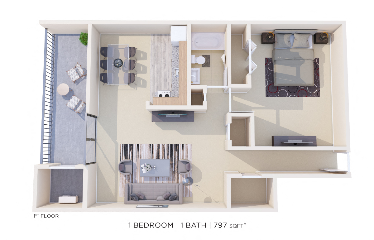 One Bedroom floor plan