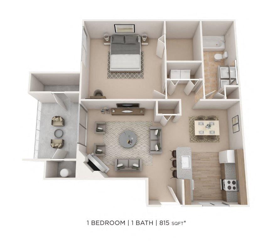 One Bedroom - 815 sqft floor plan