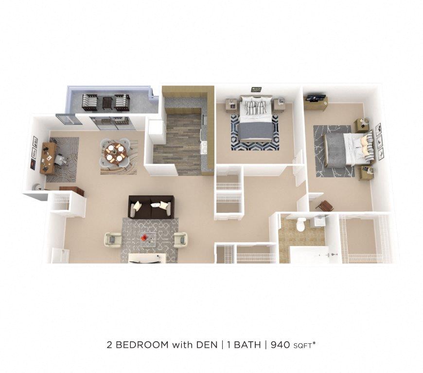 Two Bedroom w/ Den floor plan