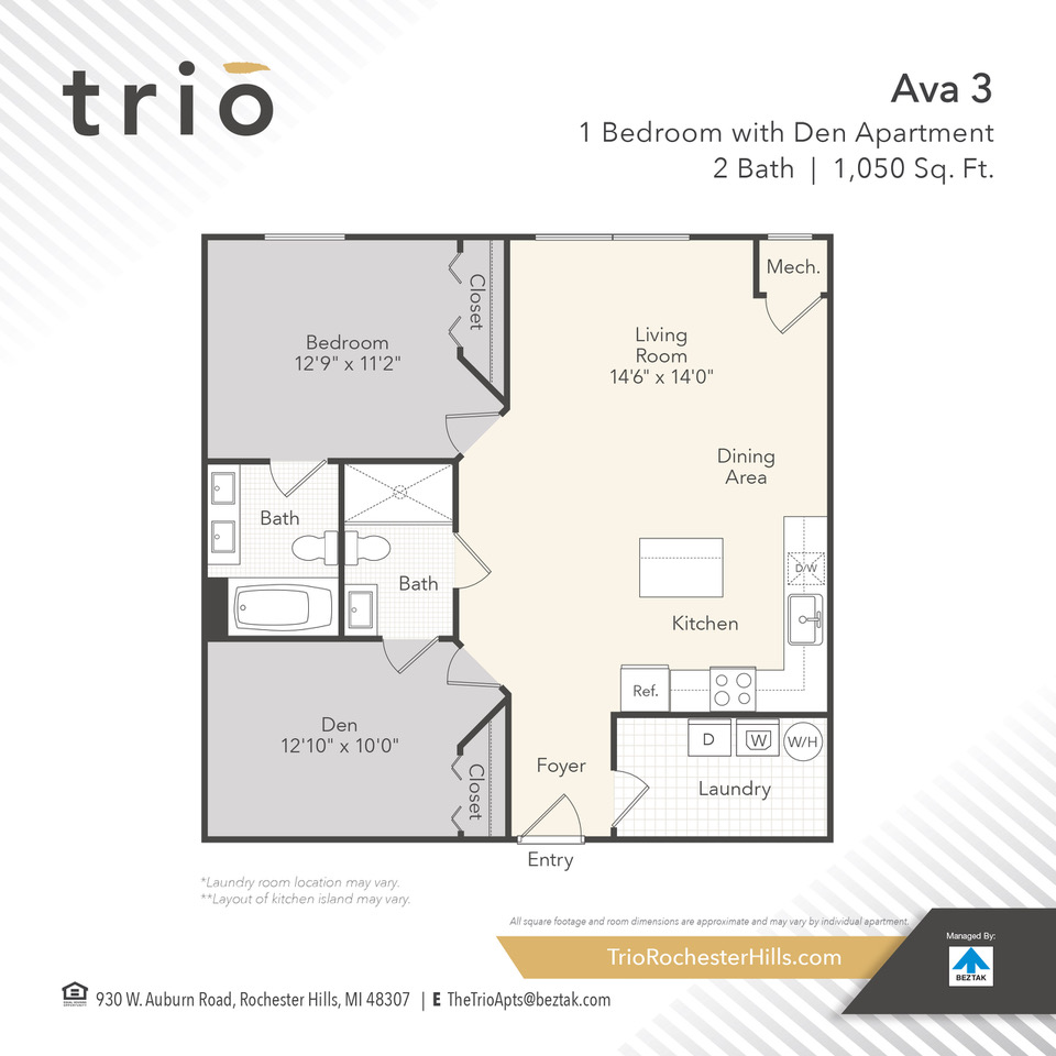 Ava 3 – With Den floor plan