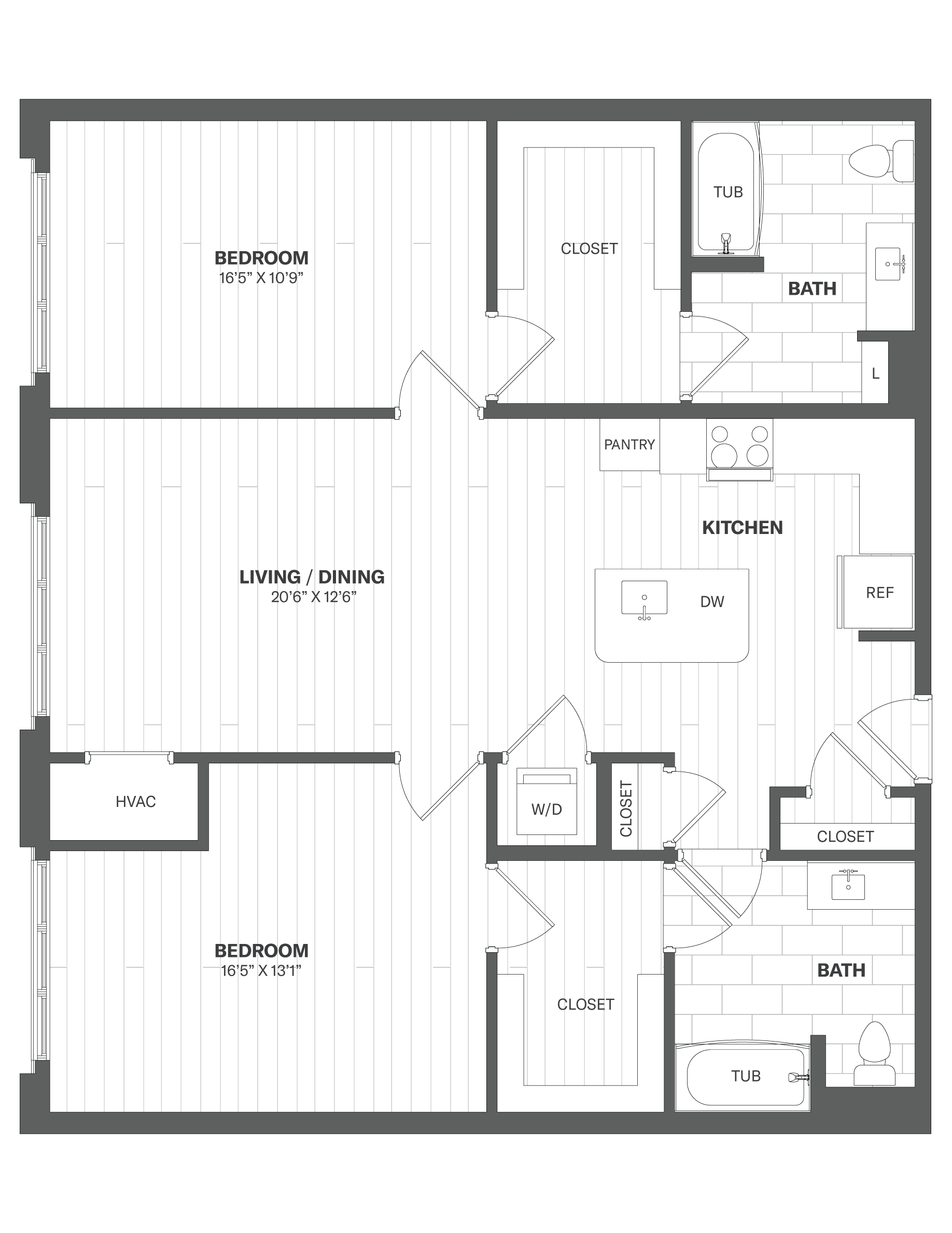 Floor Plan Image of 2 Bed/2 Bath-B12