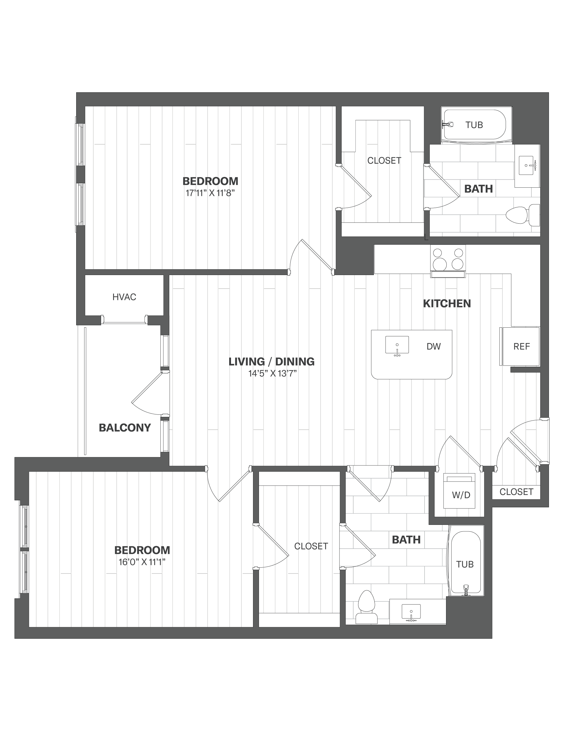 Floor Plan Image of 2 Bed/2 Bath-B5-A