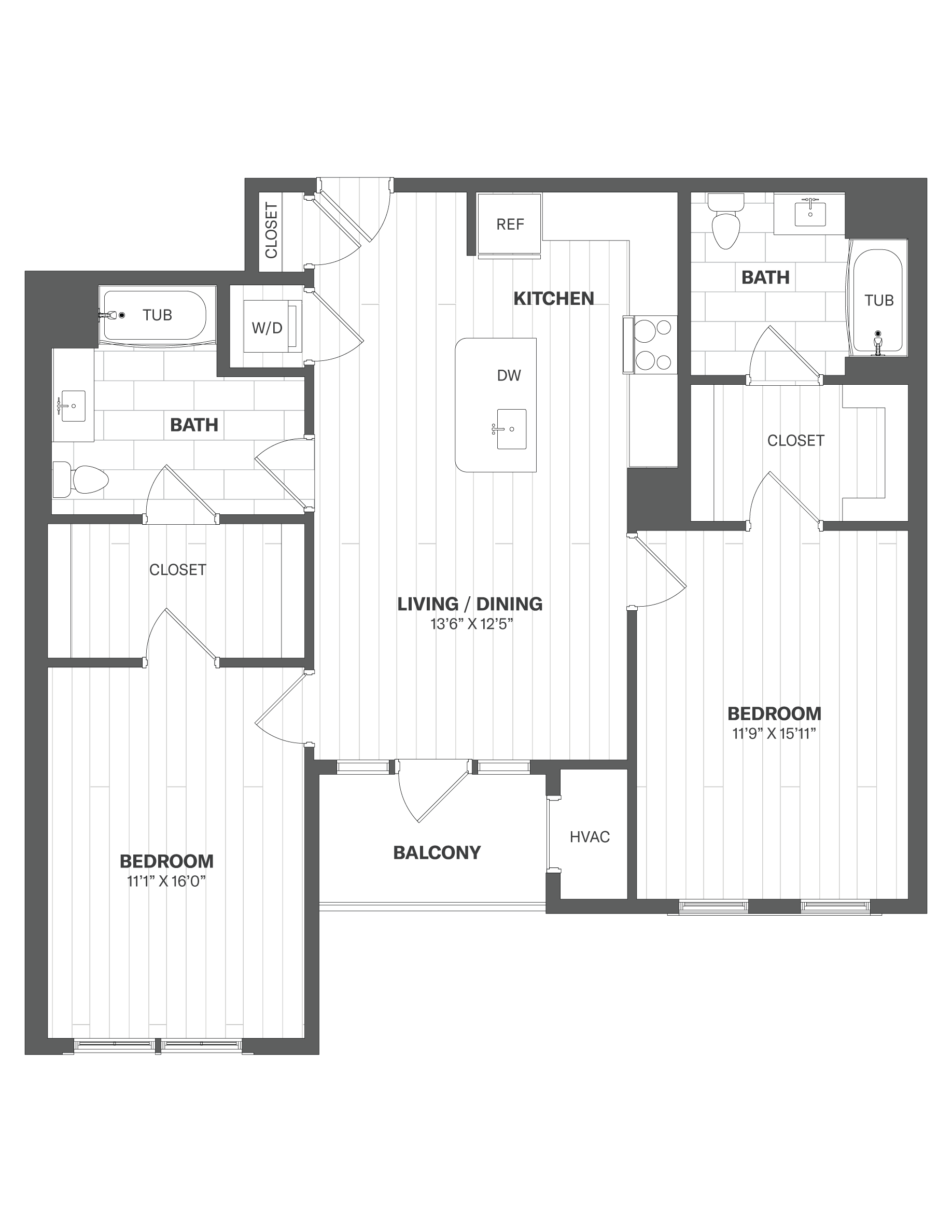Floor Plan Image of 2 Bed/2 Bath-B5
