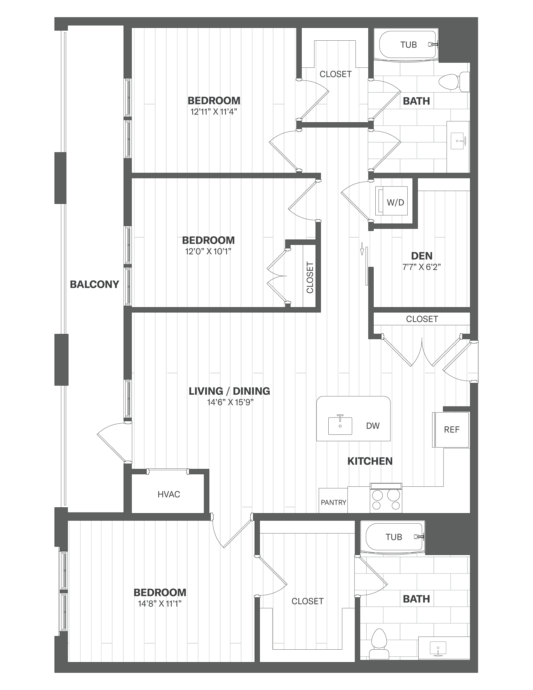 Floor Plan Image of 3 Bed/2 Bath-C6
