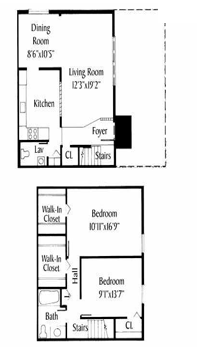 Deluxe 2 BR 1.5 BA Townhome