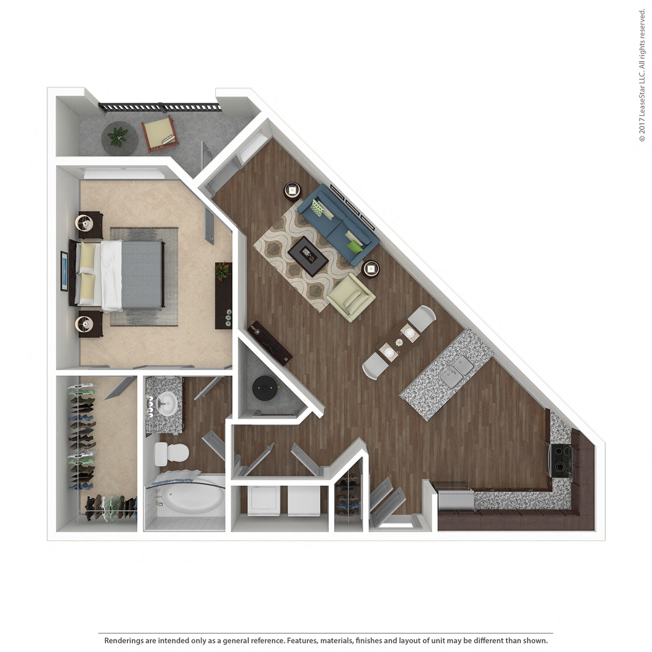 Floor plan layout diagram for 1B