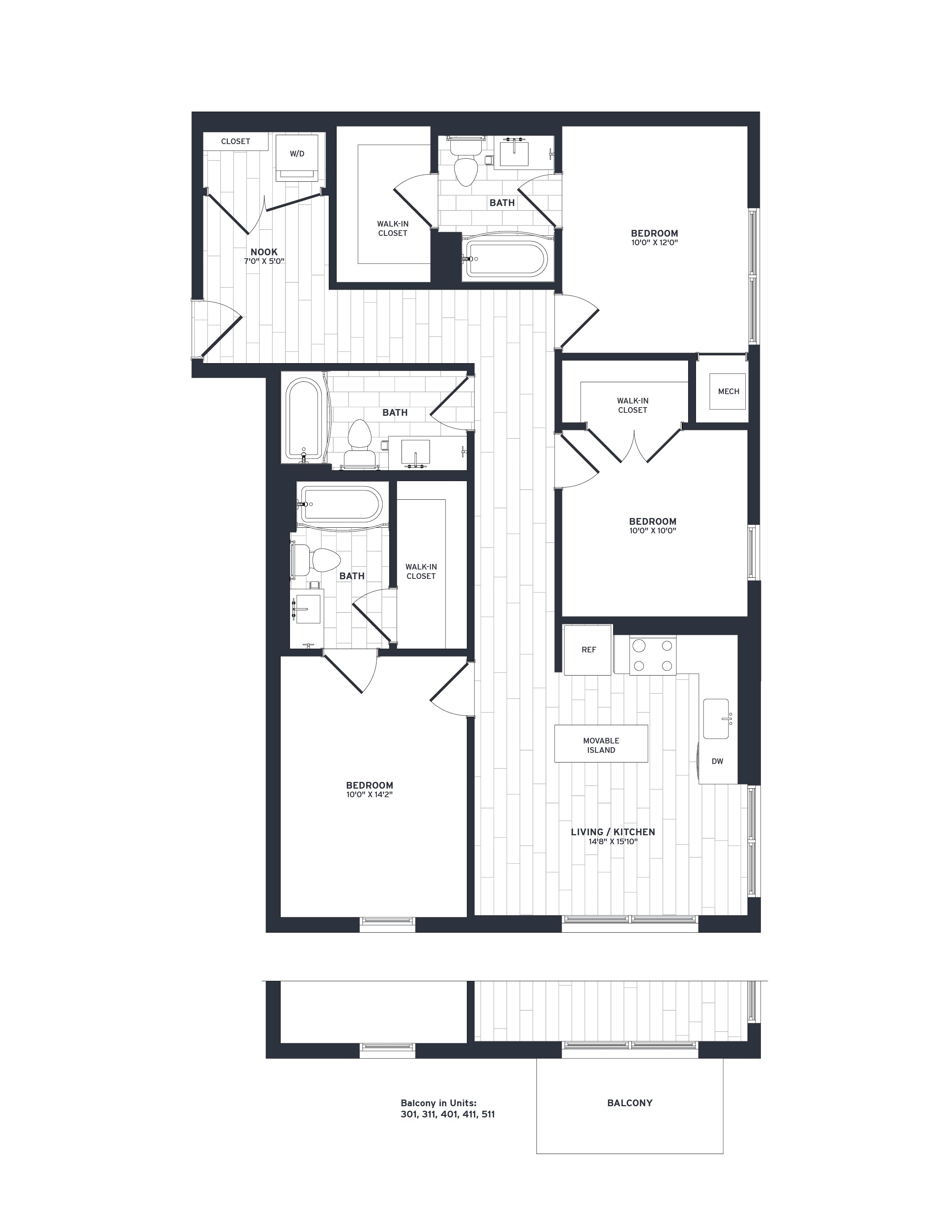Floor Plan Image of Apartment Apt 301