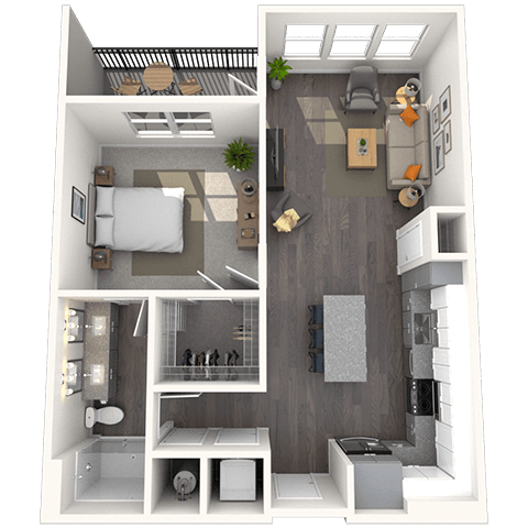 A1.1 1x1 750 SF floor plan