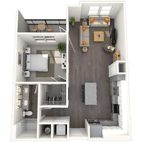 A2.2 1x1 840 SF floor plan