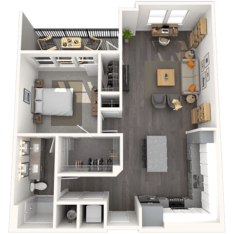 A3.2 1x1 884 SF floor plan