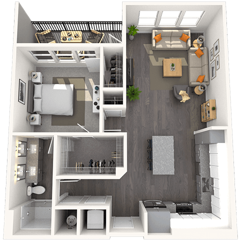 A3 1x1 854-861 SF floor plan