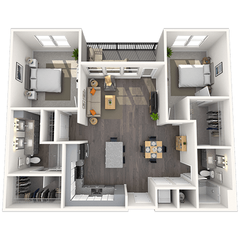 B1 2x2 1161 SF floor plan
