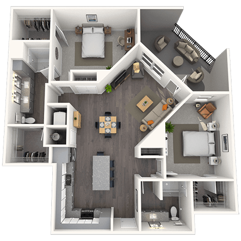 B2.1 2x2 1265 SF floor plan