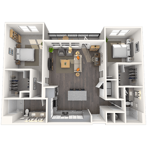 B3.4 2x2 1336 SF floor plan