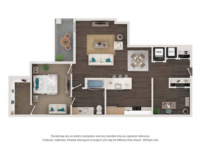 A4D 1x1 1032-1043 SF floor plan