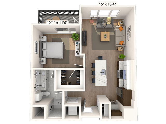 2A2.1 1x1 724 SF-FP floor plan