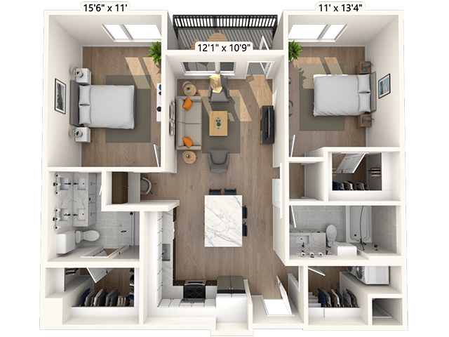 2B2.1 2x2 1094 SF-FP floor plan