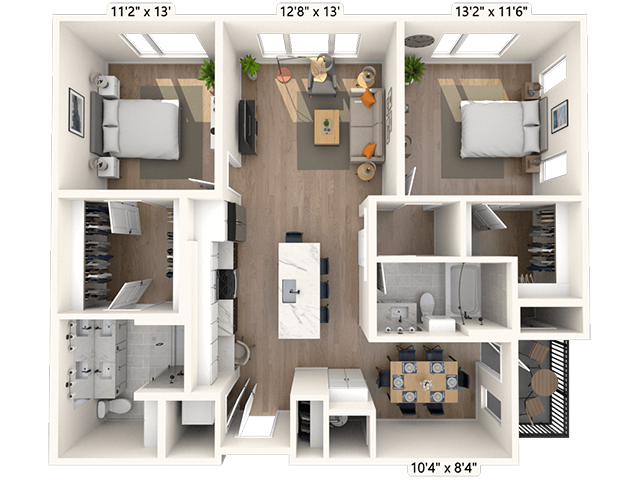 2B3.2 2x2 1224 SF-FP floor plan