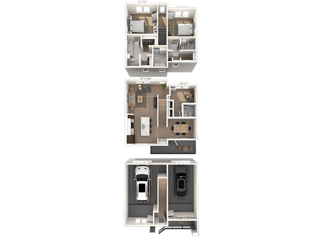 2TH 2x2 1420 SF-FP floor plan