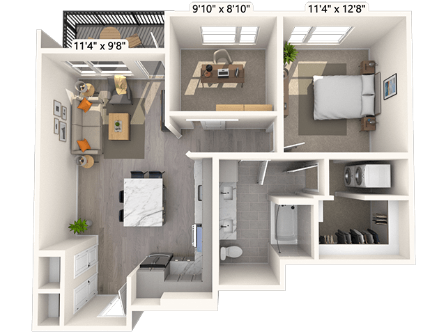 A4 1x1 867 SF floor plan