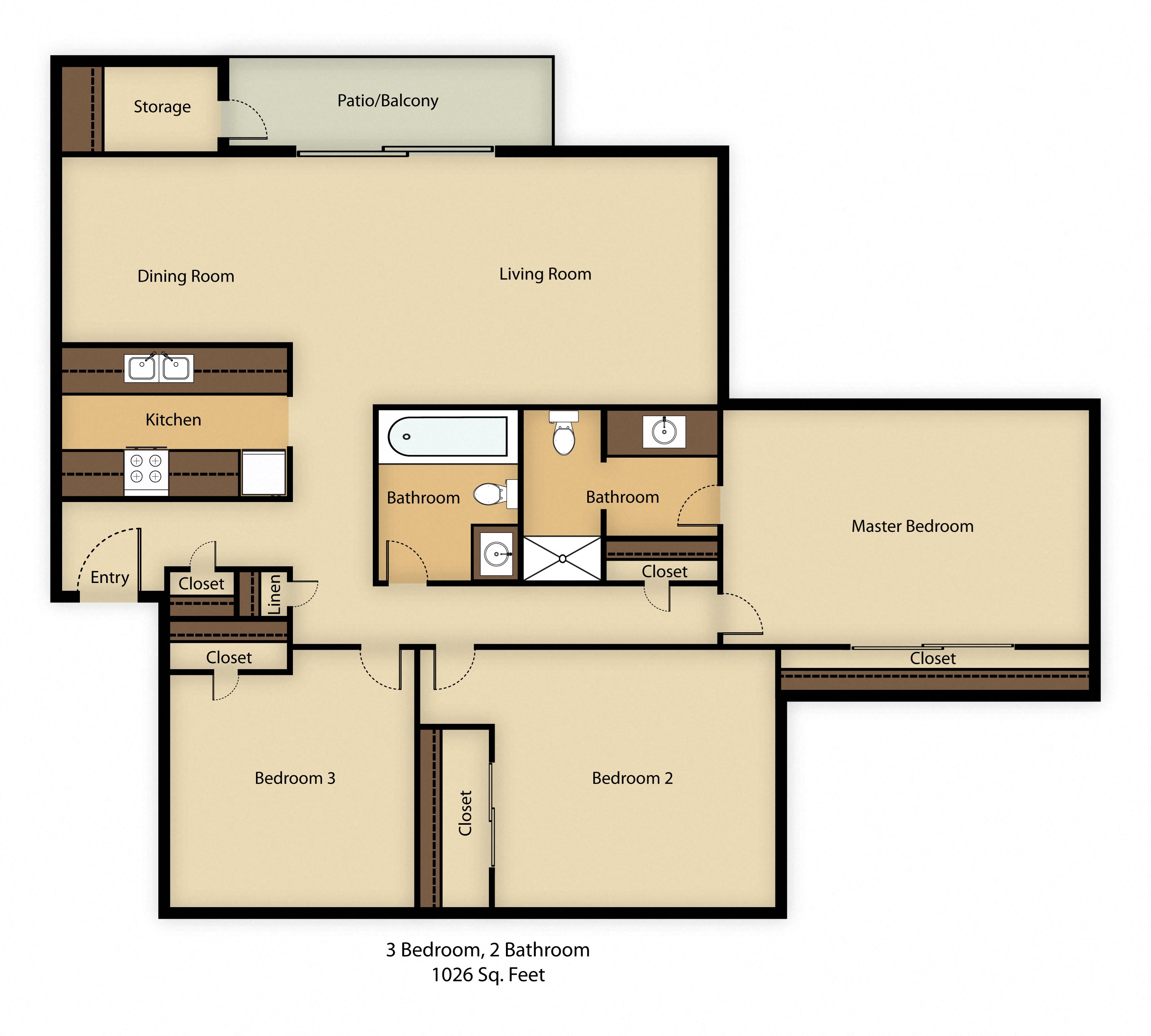Floor Plans of The Redwoods Apartments in Modesto, CA