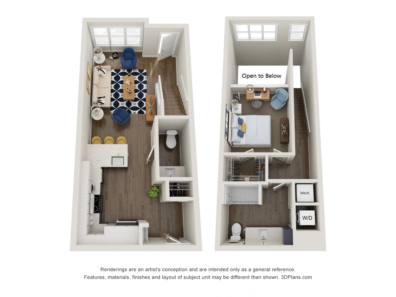 TH13 1x1.5 857 SF floor plan